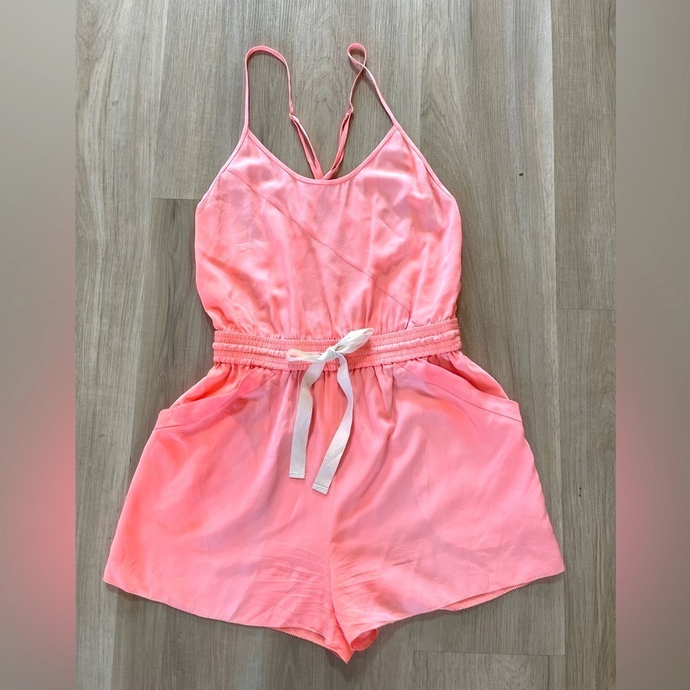 WILFRED 100% Silk Romper in a beautiful Coral Pink color. Size XS